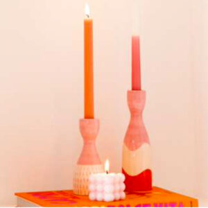 Bougeoire + cierges FLUO  en céramique artisanale #Confidences