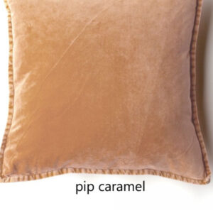 Coussin Pip en velours stonewashed Caramel