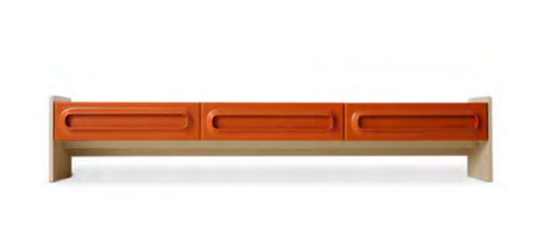 Meuble bas TV en MDF laqué crème-orange #HKLiving – Image 4