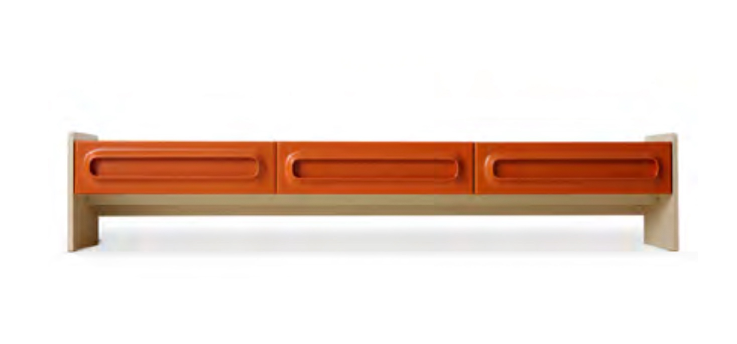 Meuble bas TV en MDF laqué crème-orange #HKLiving – Image 4