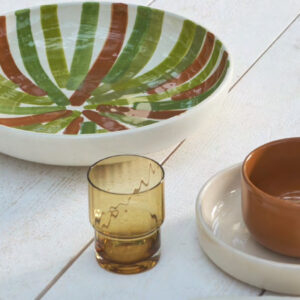 Plat rayé en céramique Handmade Green #Homata