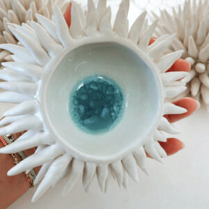 Oursin piques , sculpture, bol  en porcelaine Azur  #CGLabSete