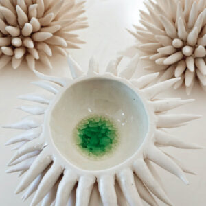 Oursin piques , sculpture, bol  en porcelaine Menthe   #CGLabSete