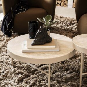 Table basse en travertin et métal by Fermliving
