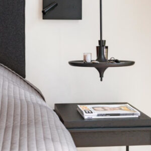 Table d'appoint suspendue TM 38 cm frêne lasuré noir  #MelleJO