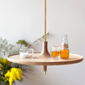 Table d'appoint suspendue  TL 44 cm  Chêne clair tige laiton MelleJO